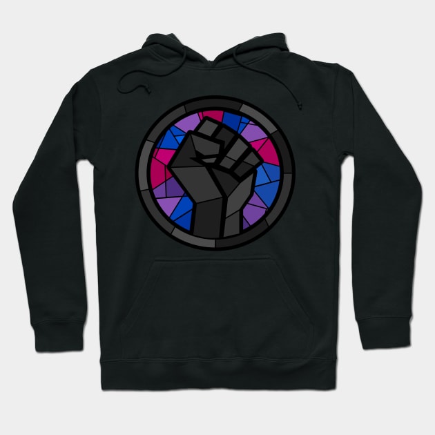 BLM Stained Glass Fist (Bi) Hoodie by OctopodArts